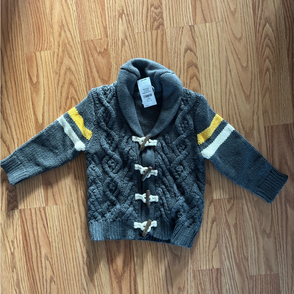 GAP Charcoal Sweater with Yellow and Cream Details
